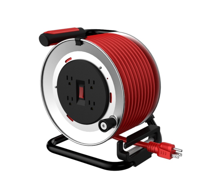 4 Outlets Metal Cord Reel 50ft